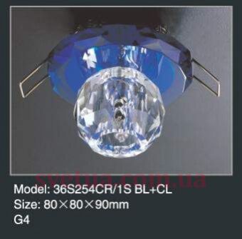 На фотографії Світильник 36254/1S CR BL CL  з розділу Cвітильники колір корпусу Прозорий на  джерела світла
